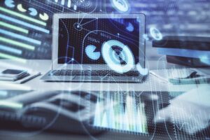 Rysunek motywu technologicznego i tabela z komputerem Wielokrotne narażenie Pojęcie informacji